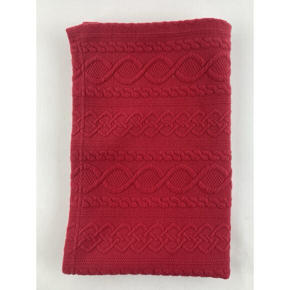 Red Cable Knit Baby Blanket Thin and Soft Unknown Brand 29 X 39” Twists Braids D - Picture 10 of 10